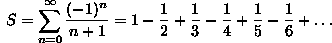 S = 1 - 1/2 + 1/3 - 1/4 + 1/5...